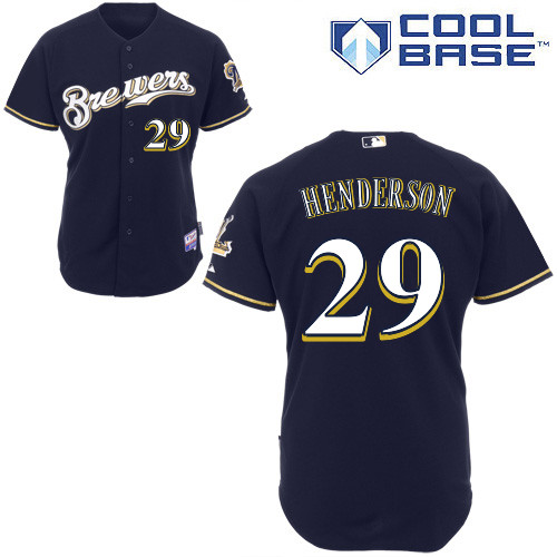 Jim Henderson #29 Youth Baseball Jersey-Milwaukee Brewers Authentic Alternate Navy Cool Base MLB Jersey